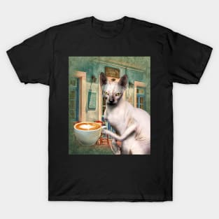 Sphynx Hairless Cat With Coffee T-Shirt